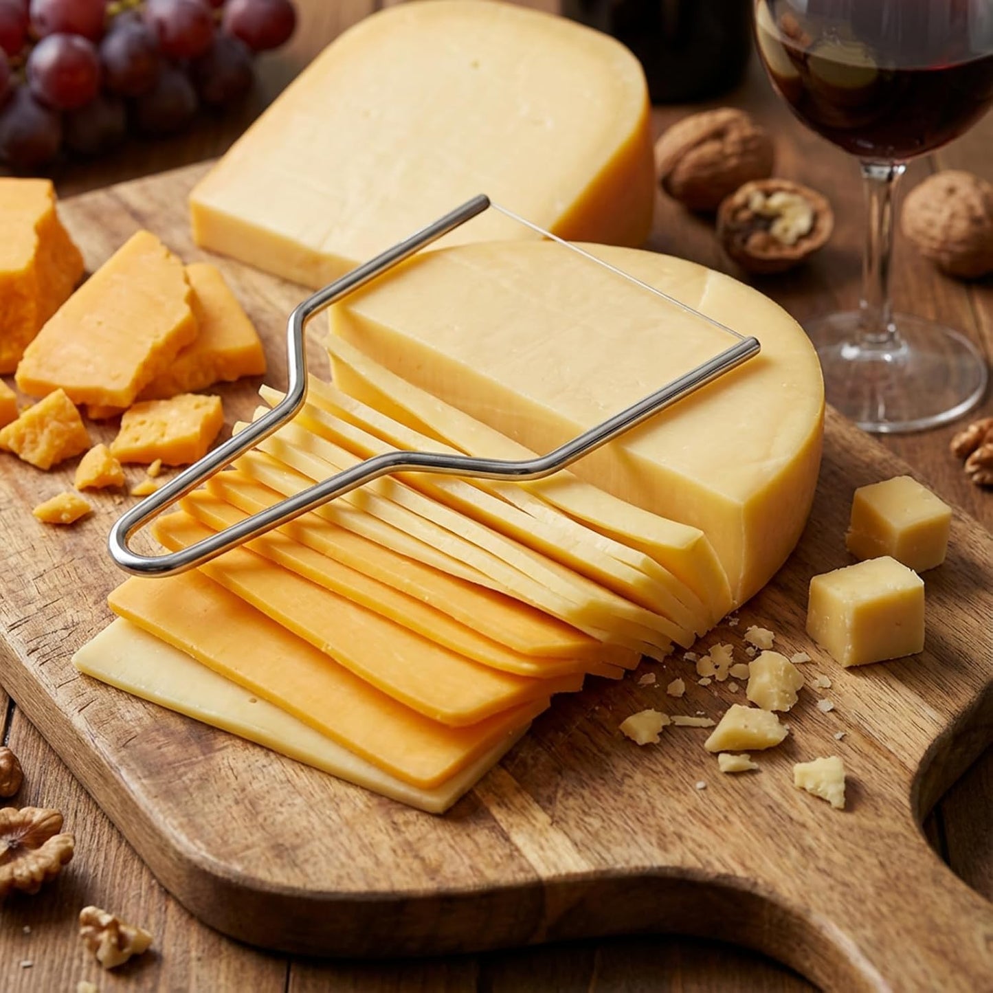 2-Pack Stainless Steel Wire Cheese Slicer - 2 Sizes Hand Held Cheese Butter Block Cutter for Cheddar, Gruyere, Raclette, Mozzarella - Easy And Fast Cutting Hard Or Semi Hard Block Cheeses