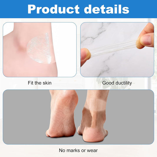 100PCS Self Adhesive Invisible Heel Anti Wear Sticker, Waterproof Transparent Thin Anti-Wear Foot Care Heel Protection Pad Stickers for Feet Heel Shoes Padding - Prevent Heels Rubbed 1.7×2.6in