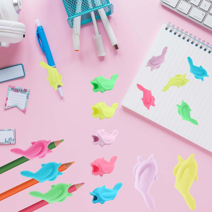 14-Pack Pencil Grips for Handwriting - 2Style (4Pcs Pen Grips w/Cushion & 10Pcs Cute Dolphin Pencil Grip) - Writing Posture Correction Writting Aids for Adults,18+Age