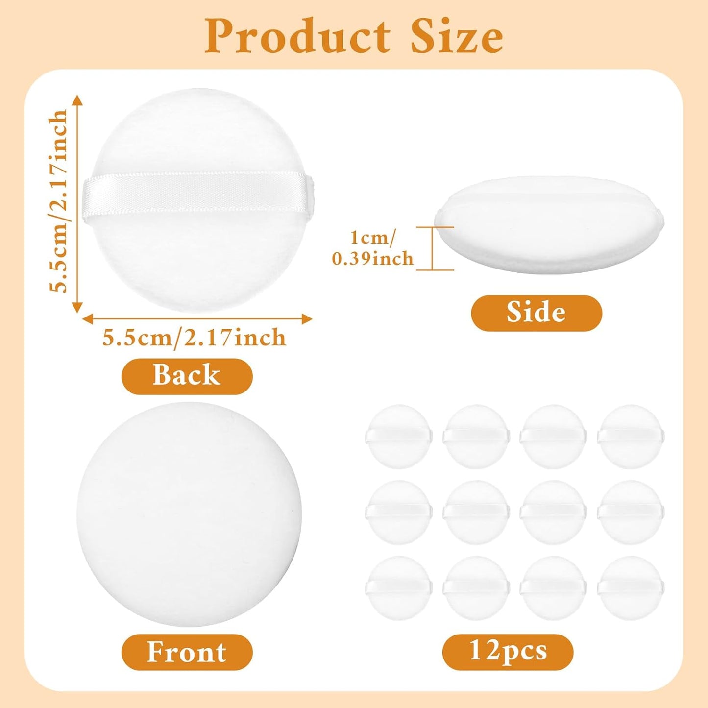 12Pcs White Makeup Puffs, 2 Inch Mini Round Setting Makeup Puffs Reusable Crystal Velvet Beauty Make up Tools for Loose Powders Liquid Foundation Cosmetic Soft Face Blending.
