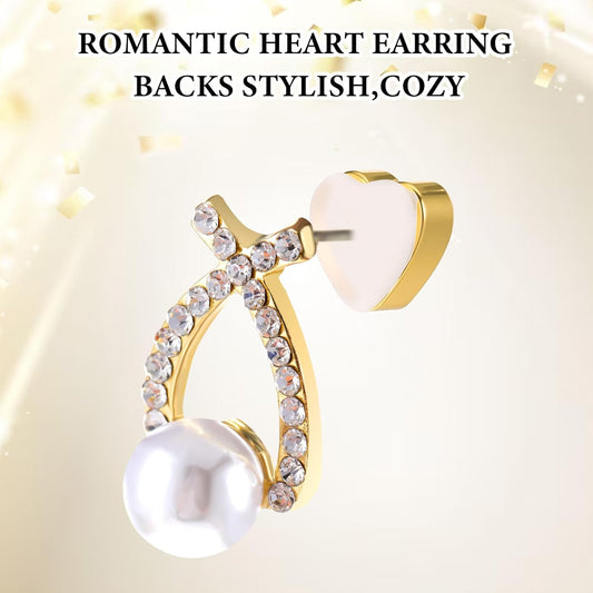 12 Pcs Silicone Flat Earring Backs for Studs, Clear Comfort Design, Earring Backs Replacements for Heavy Earrings Heart Shape