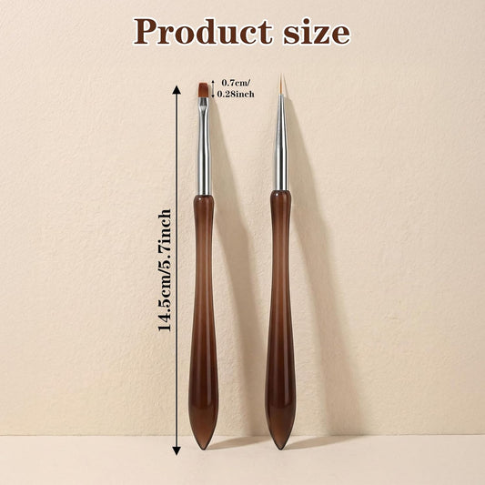 2Pcs Hard Gel Brushes for Nails,Flat Gel Nail Brushes Versatile Nail Design Brush for Petals,Leaves,Flowers Nails Design Tool for DIY Salon.