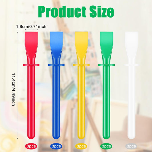 15Pcs Silicone Glue Brush,Reusable Glue Spreader Plastic Spreader Tool Set for DIY Painting Mixing & Spreading - Flatback