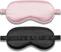 Silk Sleep Mask Set of 2, Adjustable Silk Eye Mask for Sleeping, Soft Sleeping Eye Shade Cover for Women, Good for Blocking Light, Reducing Puffiness, Enhancing Sleep Quality (Pink & Black).