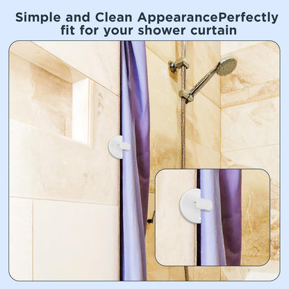 4Pcs Shower Curtain Clips to Wall, Self Stick Shower Clips for Curtain Closer for Avoid Water Splashing Windproof Out(White)