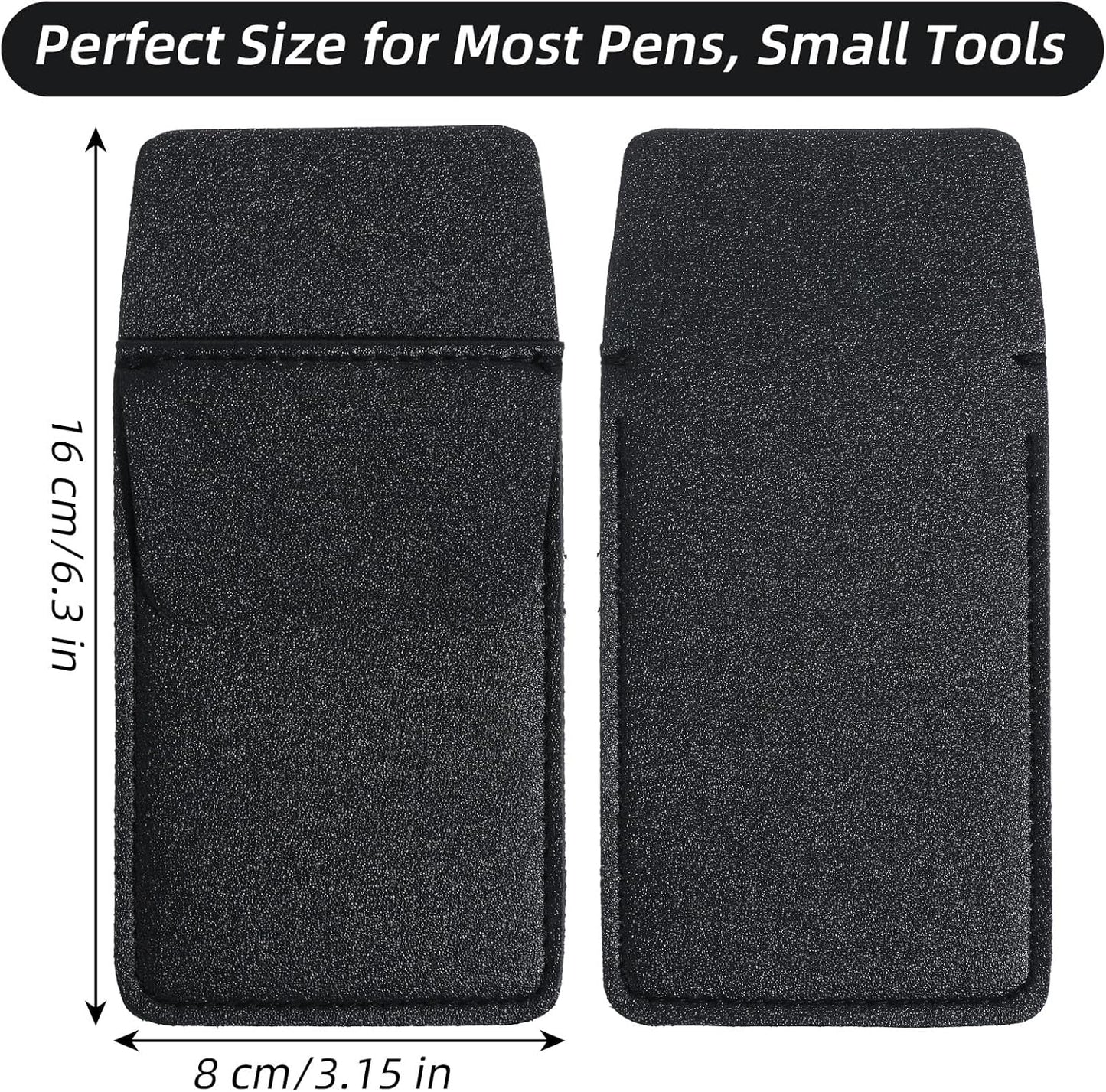 2 Pack Pocket Protector for Men Shirt, Black PU Leather Organizer Pouch Multipurpose Pocket Pen Holder for Pens Pencils & Cards Fits Shirt & Lab Coat Pockets