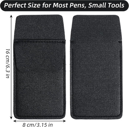 2 Pack Pocket Protector for Men Shirt, Black PU Leather Organizer Pouch Multipurpose Pocket Pen Holder for Pens Pencils & Cards Fits Shirt & Lab Coat Pockets