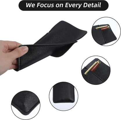 2 Pack Pocket Protector for Men Shirt, Black PU Leather Organizer Pouch Multipurpose Pocket Pen Holder for Pens Pencils & Cards Fits Shirt & Lab Coat Pockets