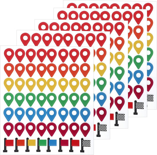 280Pcs Map Location Position Stickers,Self Adhesive Map Markers Indicator Labels Colorful Tracking Stickers for Marking Camping Adventure Sites Travel Journal