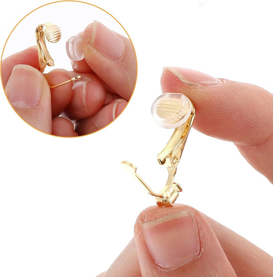 8Pcs Earring Converters Pierced to Clip on,Non-Pierced Earring Clips with 8 Silicone Pads,Convert Stud Earrings to Clip on for Non Pierced Ears (Silver, Gold)