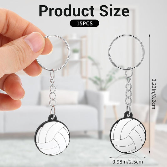 15PCS Volleyball Keychain,Volleyball Key Chains for Team Gifts - Sport Bag Charms,Trinkets Souvenirs for Backpacks Volleyballs Lovers.