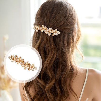Champagne Rhinestone Hair Clips,Shimmeroo Fancy Hair Clips for Women,Flower Crystal Hairs Clip for Elegant Wedding & Party Barrettes