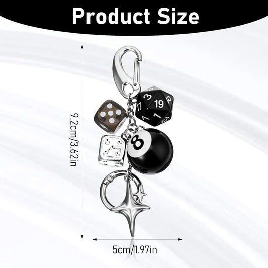 8 Ball Dice Keychain Charms,Y2K Bag Charm for Handbags Cool Purse Charms Key Chain Accessories Charm for Women