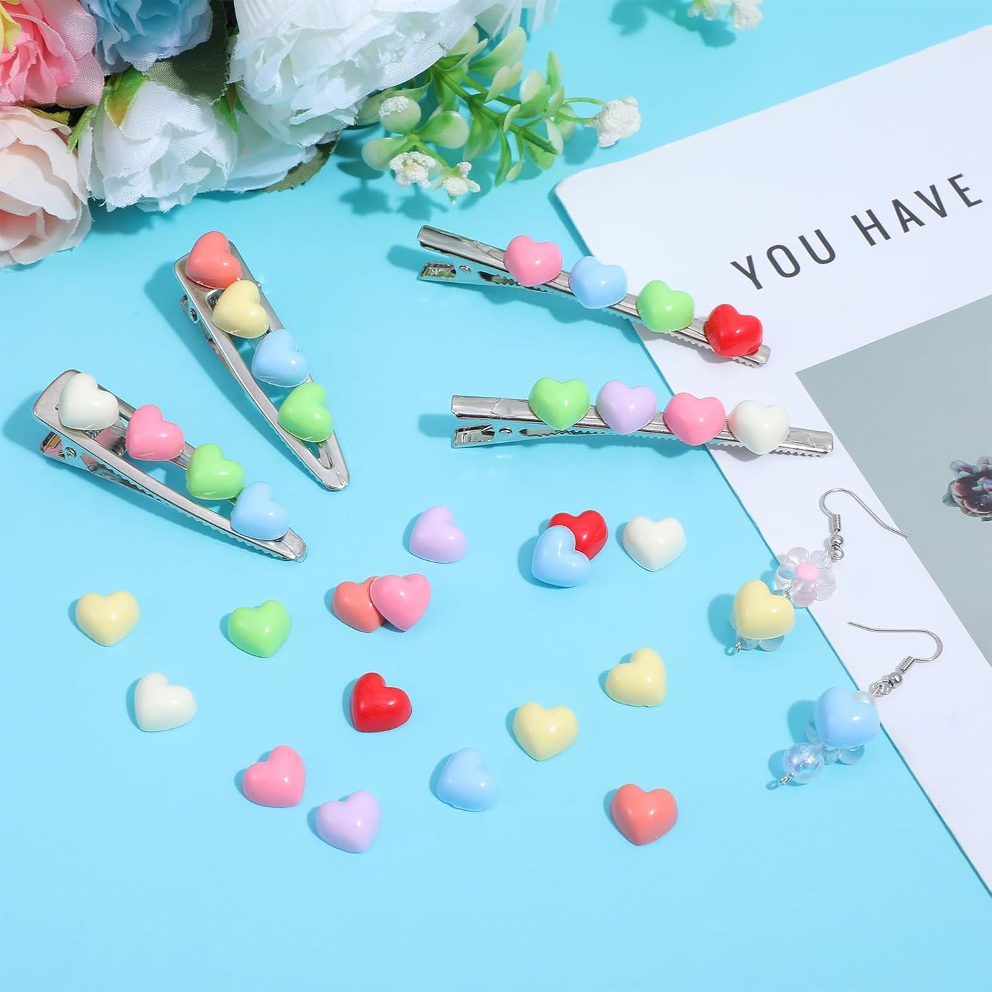 100PCS Colorful Heart Resin Flat Back Charms Shimmeroo Cute Plastic Mini Heart Shape Charms Bulk Resin Embellishments for Crafts Accessories DIY
