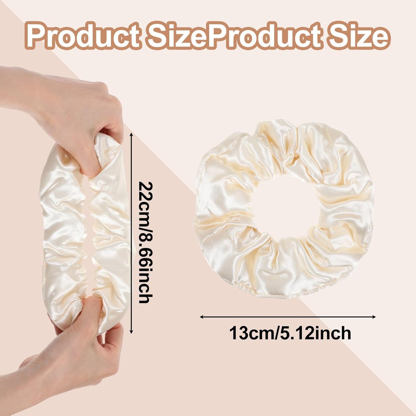 3PCS Large Satin Hair Scrunchies, Oversized Thick Elastic Satin Scrunchie for Women Girls Fluffy Ponytail Holder Curls Hair Silk Sleepy Tie(Black, Brown, Champagne)