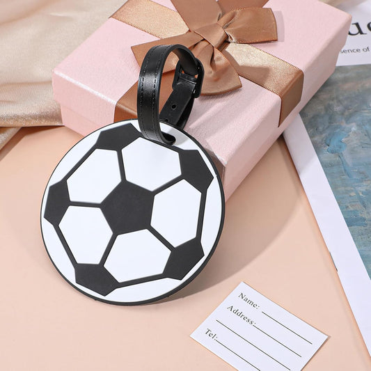 2Pcs Soccer Travel Tags for Luggage,PVC Id Tags for Sports & Travel,Cute Soccer Ball Name Label for Luggage Identifiers Backpacks Duffels Men Women Team Players