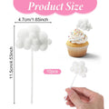 Shimmeroo 10Pcs Cupcake Cloud Decorations, Plush Cute Cloud Decorations Dessert Picks Toppers Yarn Ball Cake Picks for Baby Shower Birthday Wedding Party Supplies (White)