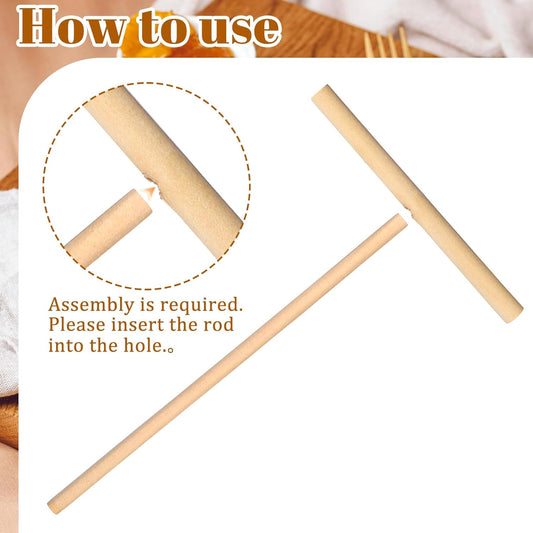 2 Pcs Crepe Spreader 6.1 Inches x 4.7 Inches Natural Wooden Crepe Spatula, Pancake Batter Spreader, Wooden T-Shaped Tool Stick for Crepes Wood Crepes Maker Pancake Maker Tool