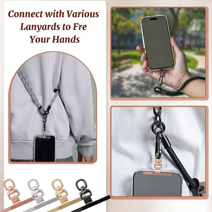 Vin Beauty 4 PCS Phone Tether Tab, 360° Rotatable Cell Phone Lanyard Patch Ultra-Thin Universal Stainless Steel Phone Lanyard Tab Metal Replacement Patch for Cell Phone and Most Smartphones