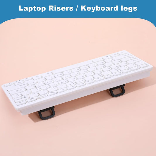 2Pcs Keyboard Riser Self-Adhesive Mini Portable Laptop Stand Foldable Portable Computer Self Adhesive Keyboard Riser for Laptop Most Keyboards, Black ABS Adjustable Keyboards Stand for Desktop