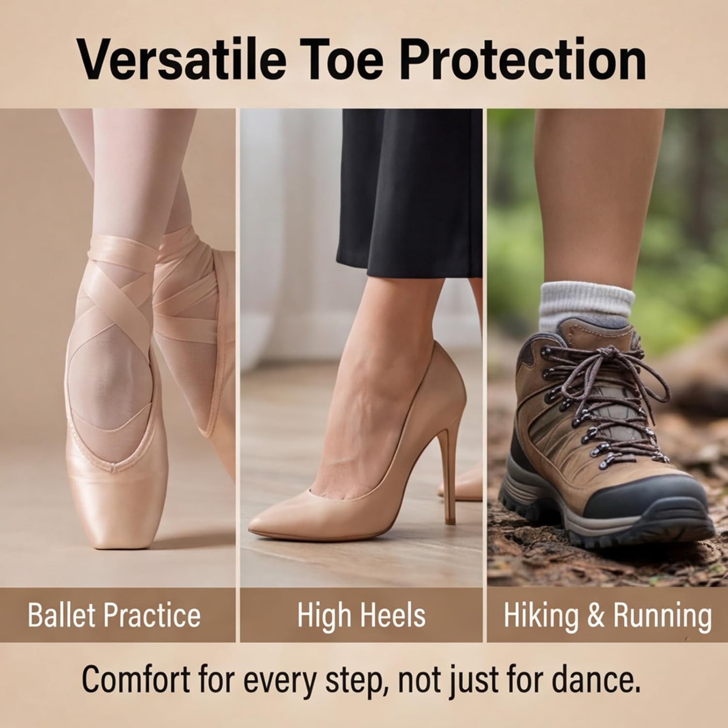 Toe Pads for Pointe Shoes, 1 Pair Soft Ballet Ballet Toe Pads Dance Shoe Toes Protector Accessories, 3.54 x 3.15 Inch High Heels Toes Caps Pad for Pointe Shoes, Forefoot Wrap Pad for Women Girls.