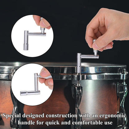 Drum Key 3 Pack Drum Keys for Tuning Drums, Universal Drums Tuning Keys with Continuous Standard Motion Speed Key, Standard 1/4" Socket, Multi Tool Chrome Plated Steel Tuners with Keyhole