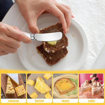 2 Pack Stainless Steel Butter Spreader Knife, Cheese Spreader Knives Porcelain Handle Butter Spreader Small Butter Knife Cheese Spreaders for Appetizers Dips Charcuterie Cheese Pastry Utensils Making
