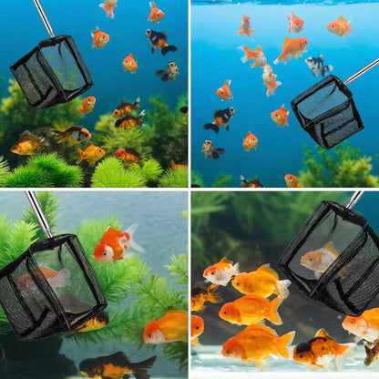 2 Pack 3 Inch Aquarium Net Small Fish Net Black Aquarium Shrimp Nets with Extendable Stainless Steel Handle Fine Tank Tool Mesh for Shrimp, Baby Fish, Food Residue Debris Skimming