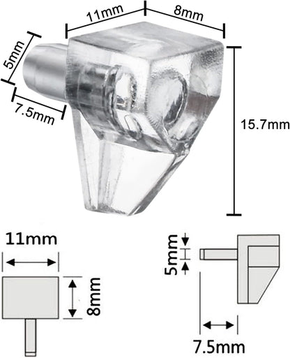 5mm Shelf Pegs 50 Pack Clear Crystal Plastic Cabinet Shelf Pins Shelf Holder Pins Replacement Pegs for Kitchen Furniture Cabinet Bookcase