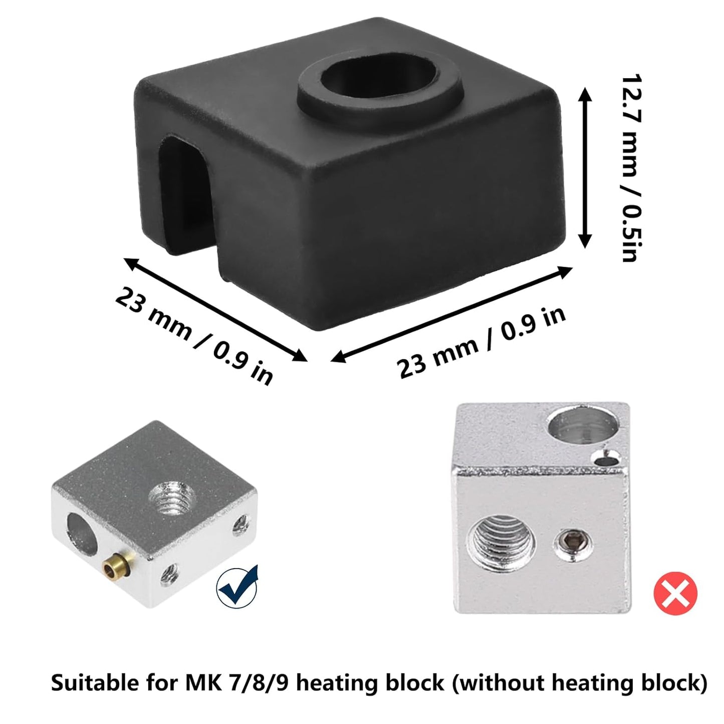 3D Printer Silicone Sock 8Pcs Hotend Silicone Sock Heater Block Silicone Cover for Creality Ender 3, Ender 3 Pro, Ender 5, Ender 5 Pro, CR 10 Series, MK7/ 8/9 Hotend