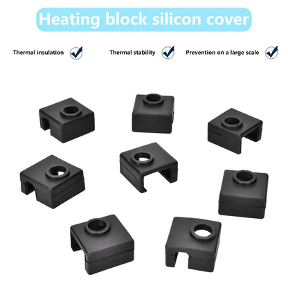3D Printer Silicone Sock 8Pcs Hotend Silicone Sock Heater Block Silicone Cover for Creality Ender 3, Ender 3 Pro, Ender 5, Ender 5 Pro, CR 10 Series, MK7/ 8/9 Hotend