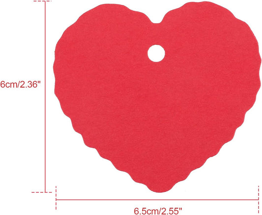 100Pcs Valentines Gift Tags - Heart Shape Gift Tags with String Red Heart Hanging Paper Tag Happy Valentines Galentines Heart Gift Tag for Present Baby Shower Birthday Party Wedding Favors