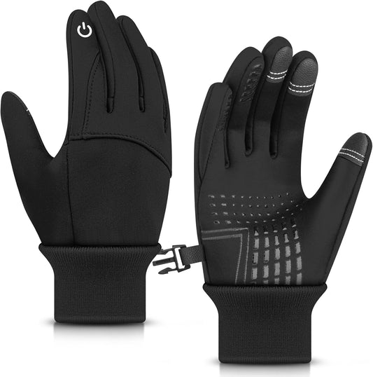 Kids Winter Gloves Windproof Water-Resistant Thermal Touchscreen Anti-slip Cold Weather for Girl Boy, Black