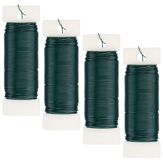 4 Pack Floral Wire, 131 Yards Paddle Wire 22 Gauge Florist Wire Green for Wreath Wire Making Craft, Floral Flower Arrangements and DIY Crafts, Garland