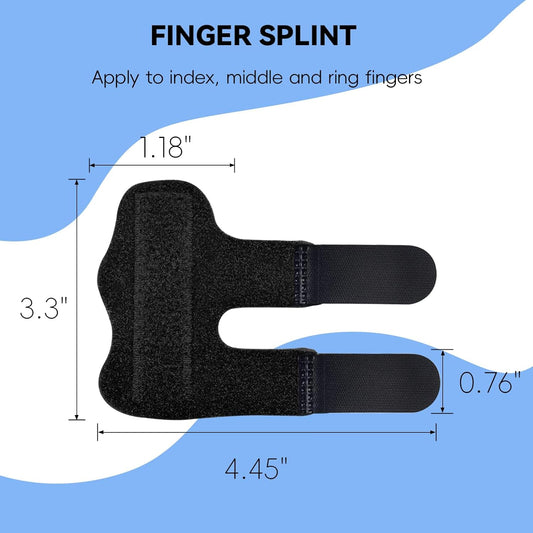 Finger Splint, Universal Trigger Finger Brace for Broken/Arthritis Pain and Sprain Relief, Splints for Middle, Index, Ring (2 Pack,Black)