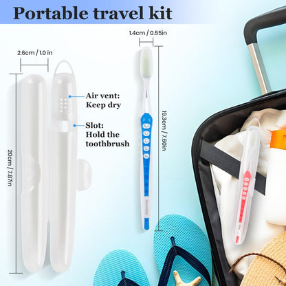 Petluno Nano Toothbrushes Medium Bristle Silicone for Sensitive Teeth and Gums Individually Wrapped Travel Toothbrush Set, Hard Multiple Colors (3 Box) 3 Box Pink Blue Green