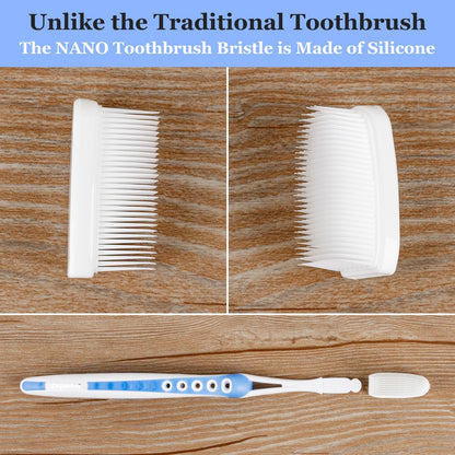 Petluno Nano Toothbrushes Medium Bristle Silicone for Sensitive Teeth and Gums Individually Wrapped Travel Toothbrush Set, Hard Multiple Colors (3 Box) 3 Box Pink Blue Green