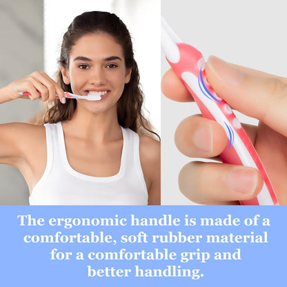 Petluno Nano Toothbrushes Medium Bristle Silicone for Sensitive Teeth and Gums Individually Wrapped Travel Toothbrush Set, Hard Multiple Colors (3 Box) 3 Box Pink Blue Green