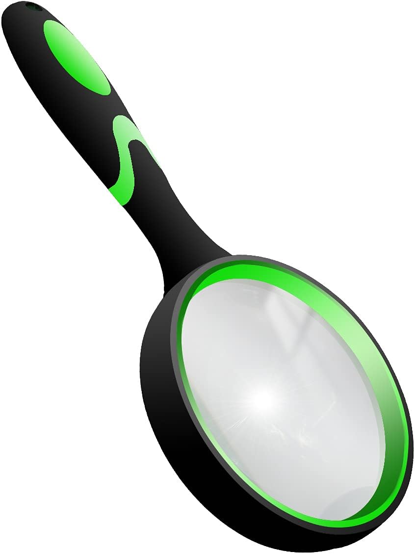 10X Shatterproof Magnifying Glass Large Handheld for Seniors Kids 75mm Lens with Non-Slip Rubber Handle Magnifier Reading Science Insect Hobby Observation