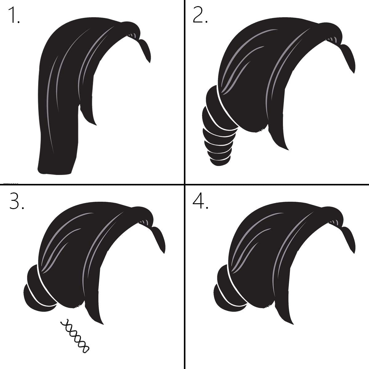 10PCS Spiral Hair Pins, Non-Scratch Ball Tips Screw Pins for DIY Style (Black)