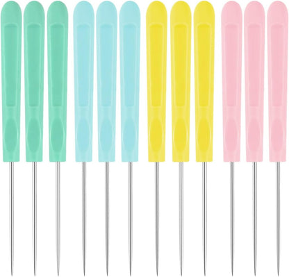 Cookie Decorating Scribe Supplies Icing Tool for Cake DIY Craft Leather Awl Sewing Stainless Steel Fondant Sugar Stir Needle Biscuit Pin Kit with Handle Baking Tool(12 Pieces