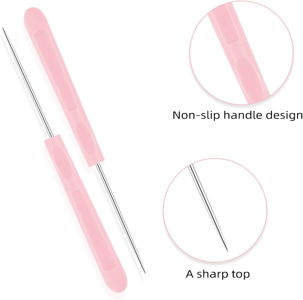 Cookie Decorating Scribe Supplies Icing Tool for Cake DIY Craft Leather Awl Sewing Stainless Steel Fondant Sugar Stir Needle Biscuit Pin Kit with Handle Baking Tool(12 Pieces