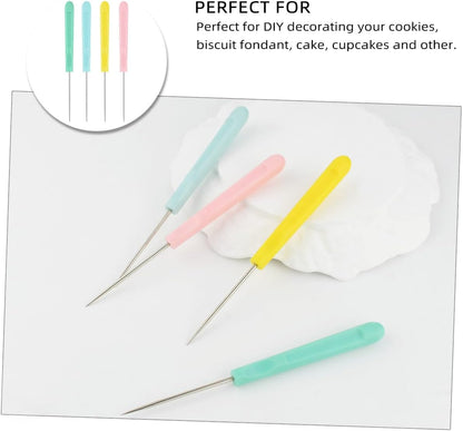 Cookie Decorating Scribe Supplies Icing Tool for Cake DIY Craft Leather Awl Sewing Stainless Steel Fondant Sugar Stir Needle Biscuit Pin Kit with Handle Baking Tool(12 Pieces