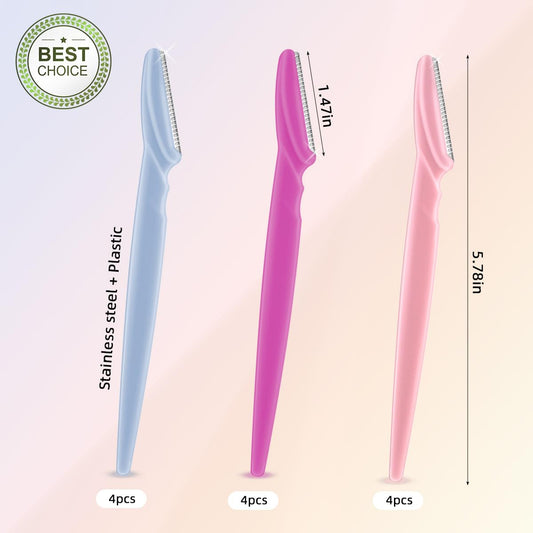 12 Pieces Eyebrow Razor for Women Face Razors Dermaplaning Tool Trimmer Facial with Safety Cover Multipurpose Hair Removal Shaver Precision Men Professional Dermaplane
