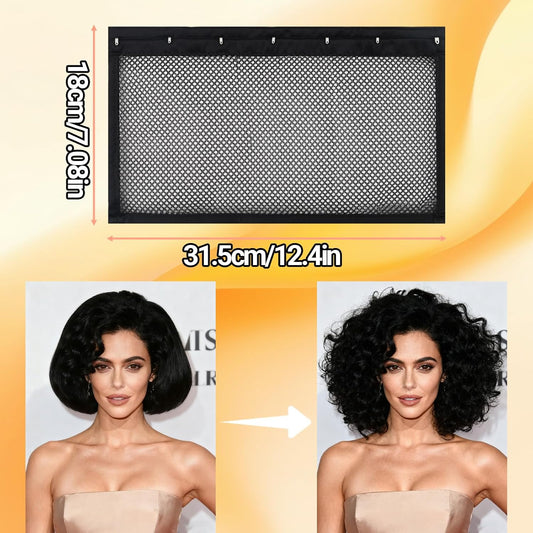 2-Pack Hair Stretcher Lengthening Net for Curly - Prevent Shrinkage Lock Hair Stretcher Looser - Wave Ringlets Hair Styling Tools Black 13in.