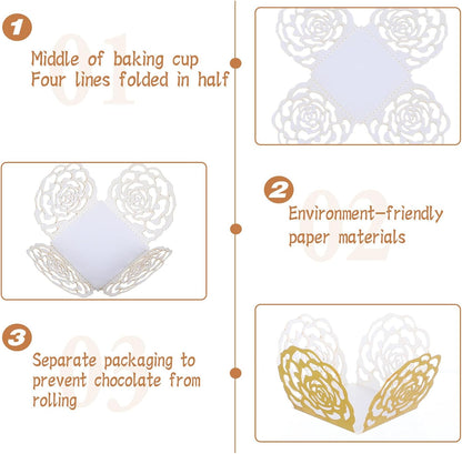 50PCS Gold Truffle Wrapper Cupcake Liners,Truffles Chocolate Candy Cups Cupcake Wrappers For Chocolate Muffin Birthday Decoration