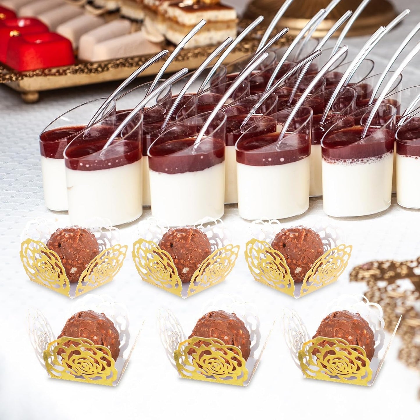 50PCS Gold Truffle Wrapper Cupcake Liners,Truffles Chocolate Candy Cups Cupcake Wrappers For Chocolate Muffin Birthday Decoration