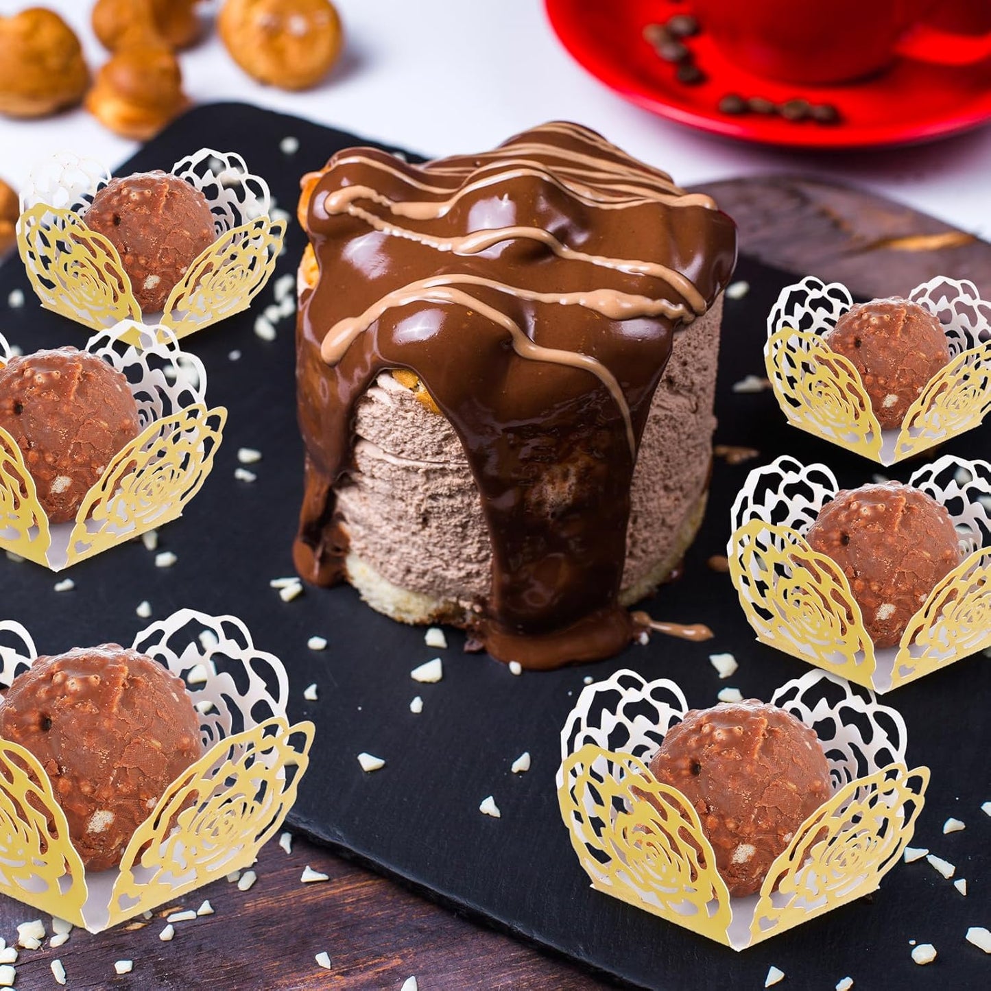 50PCS Gold Truffle Wrapper Cupcake Liners,Truffles Chocolate Candy Cups Cupcake Wrappers For Chocolate Muffin Birthday Decoration