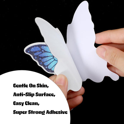 20 PCS Butterfly Non Slip Bathtub Stickers, Adhesive Anti Slip Decal Treads for Shower & Bath Tub with Scraper for Safety Bathroom Tubs, Shower Floor, Stairs(Blue)