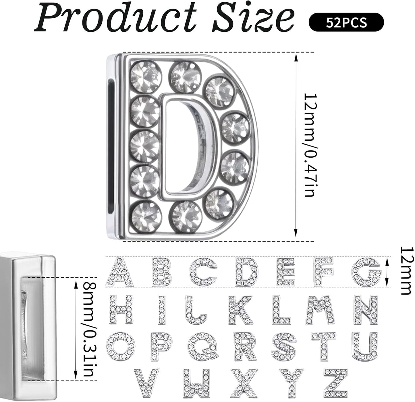 52Pcs A-Z Rhinestone Letter Charms for Bracelet,Alphabet Junk Case Charms for Jewelry Making Alphabet Beads DIY Bracelet Charm Supplies